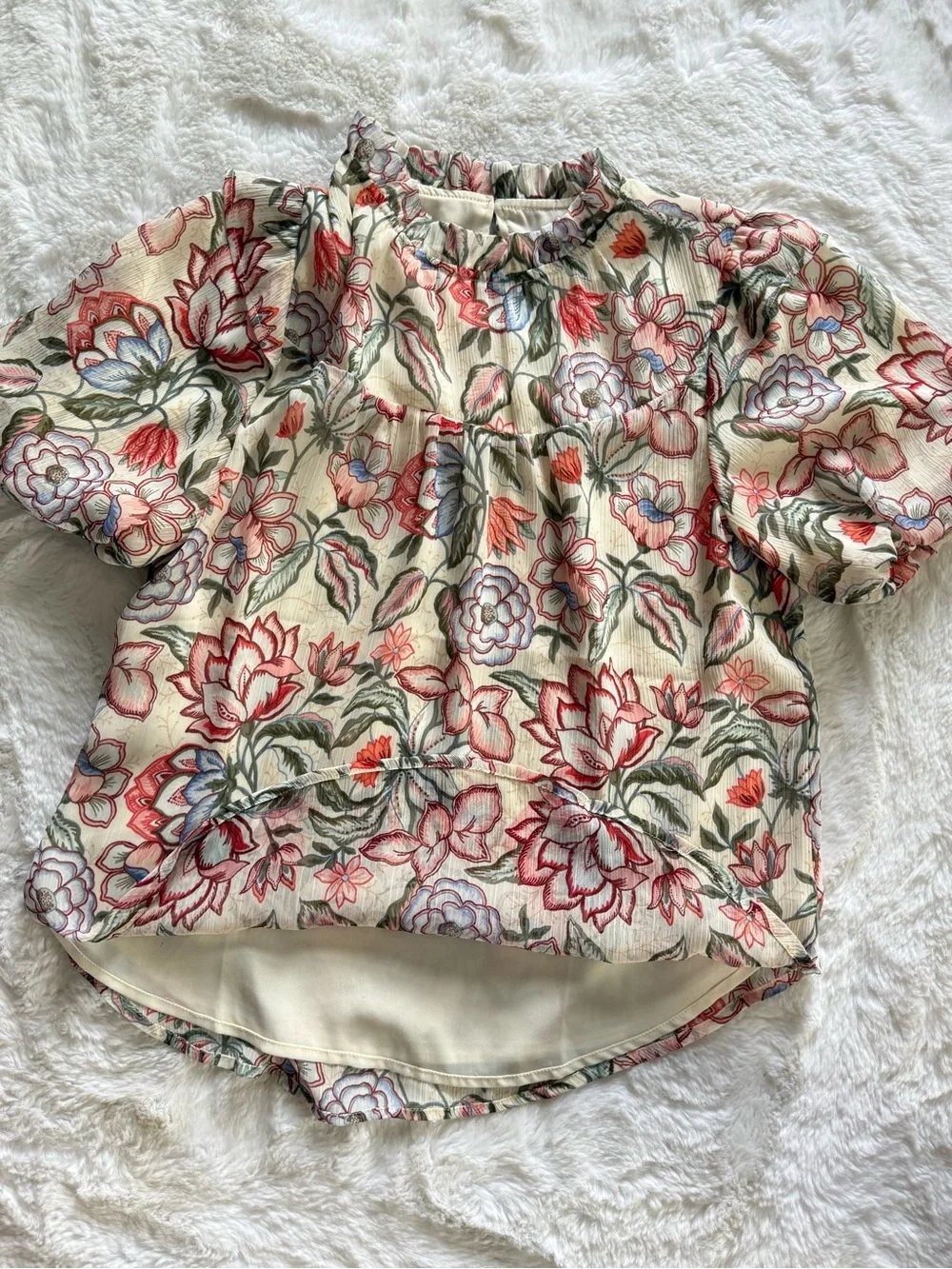 NWOT Ann Taylor Loft Floral Puff-Sleeve Blouse